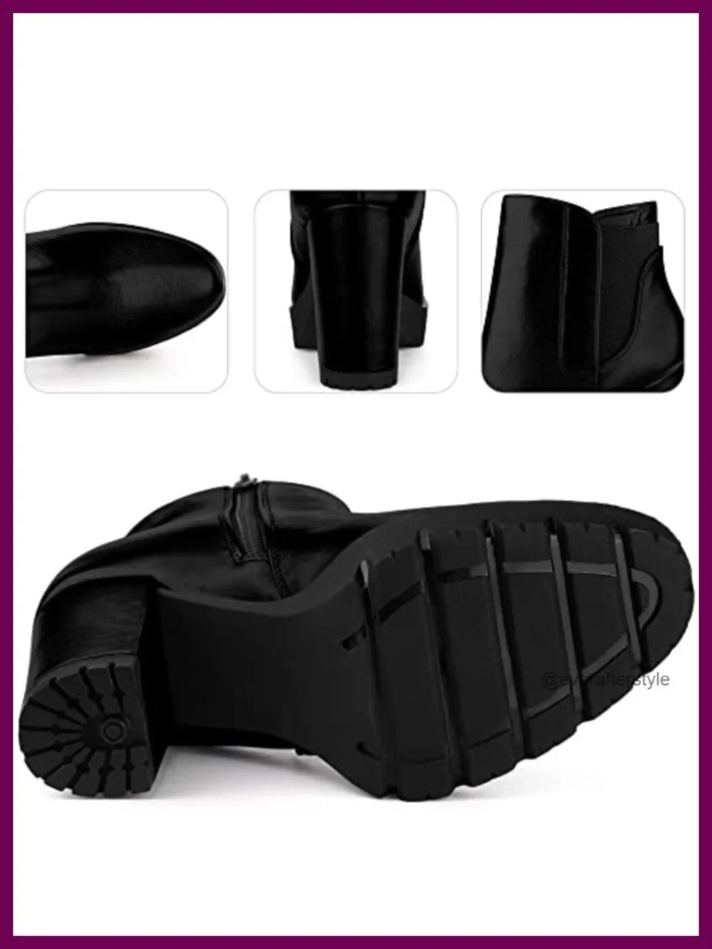 Chunky Heel Chelsea Boots Platform Round Toe Zip Up Block Heel Faux Leather